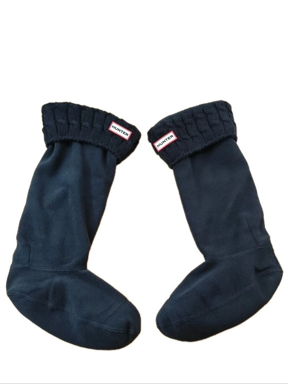 Hunter 3036 Cable Knit Cuff Black Fleece Tall Boot Socks Unisex W 8-10 Men 7-9
